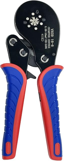 ERYUE Crimpador de fio,Ferramenta de crimpagem de terminal tubular 0,08-16mm² (28-5 AWG) Alicate de crimpagem de fio de catraca multifuncional Alicate de crimpagem de ponteira Crimpadores de ferrolho