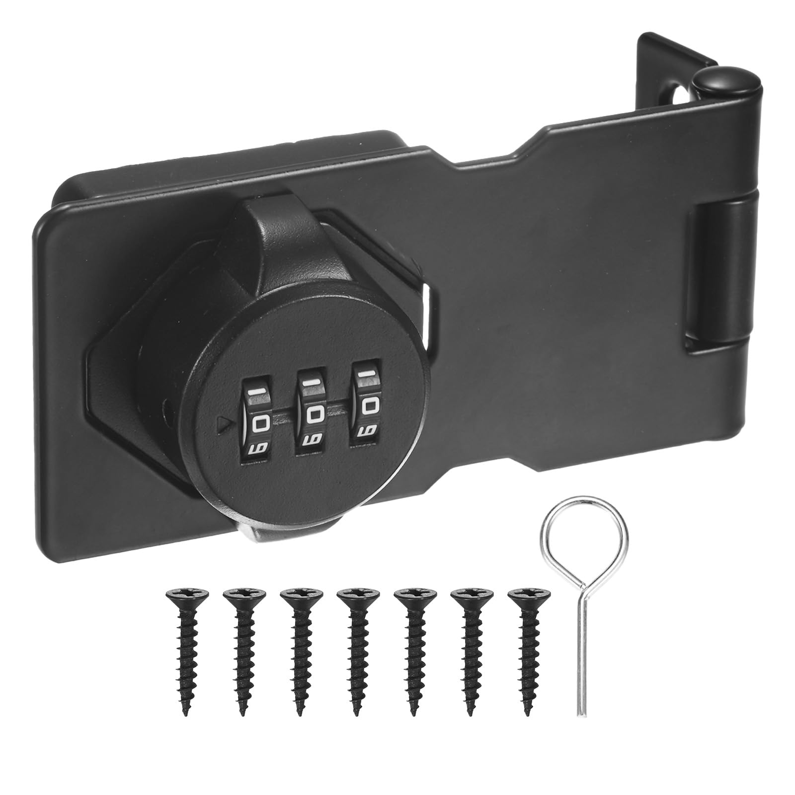 M METERXITY Keyless Combination Lock, 3.7" Zinc Alloy Mechanical Password Twist Knob Hasp Locks Latch, 90/180 Degree Barn Door Lock for Cabinet/Closet/Garage/Drawers/Garden/Bathroom [Black]