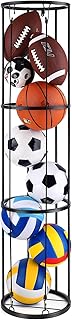 TOBWOLF 3-Layer Vertical Ball Storage Rack, Wall Mounted Ball Storage Cage, Ball Holder, Space Saving Garage Sports Basket...