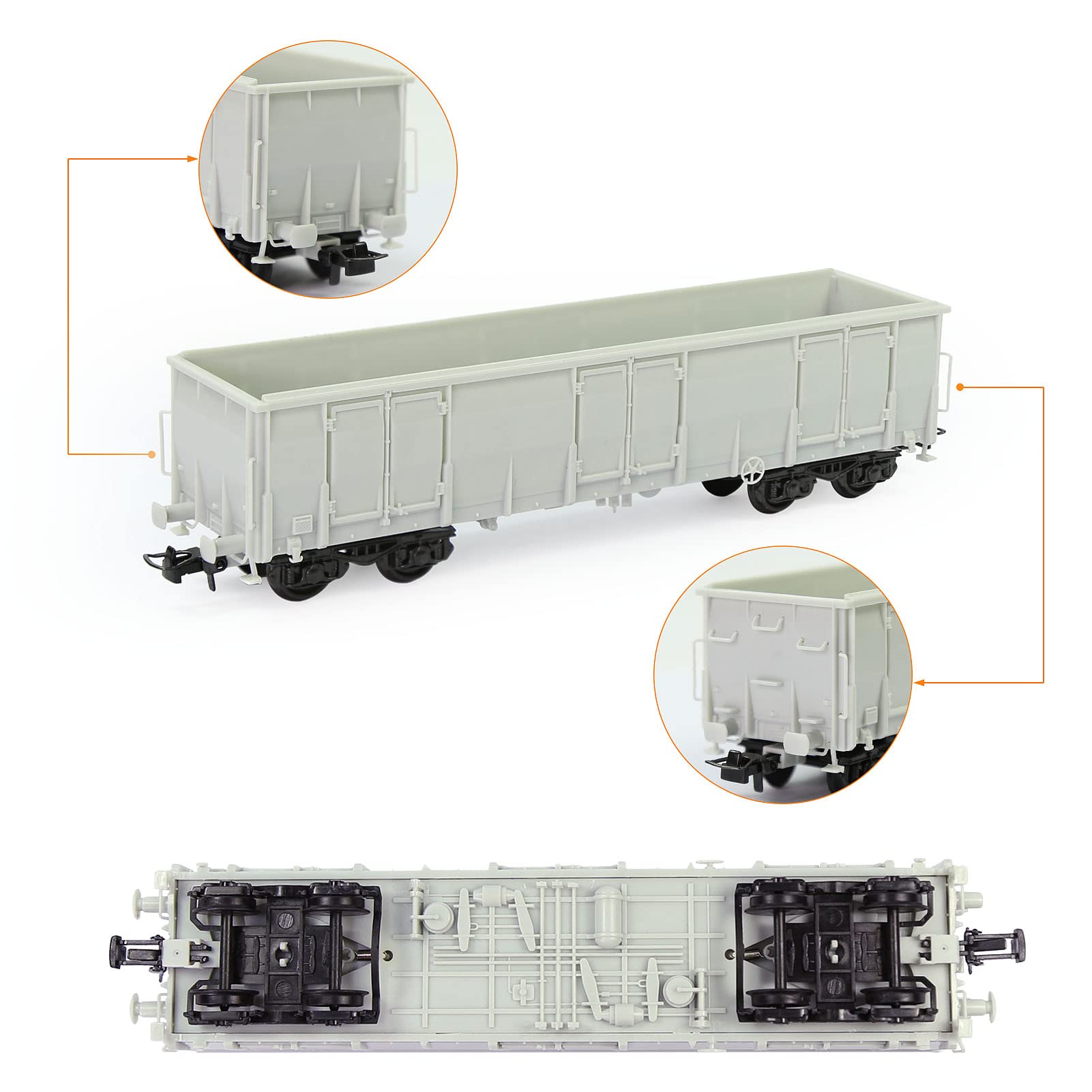 Evemodel Lot de 2 wagons à bord H0 1:87 - Modèle chemin de fer - Wagon - Colle non moulue - Non peint - Non monté