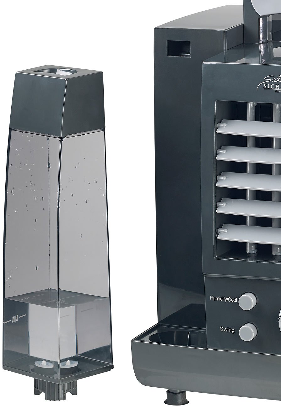 Sichler Haushaltsgeräte Tischluftkühler: Kompakter 3in1-Tisch-Luftkühler, Luftbefeuchter & -Luftfilter, 60 W (Tisch Klimaanlage, Klimagerät, Kühl)