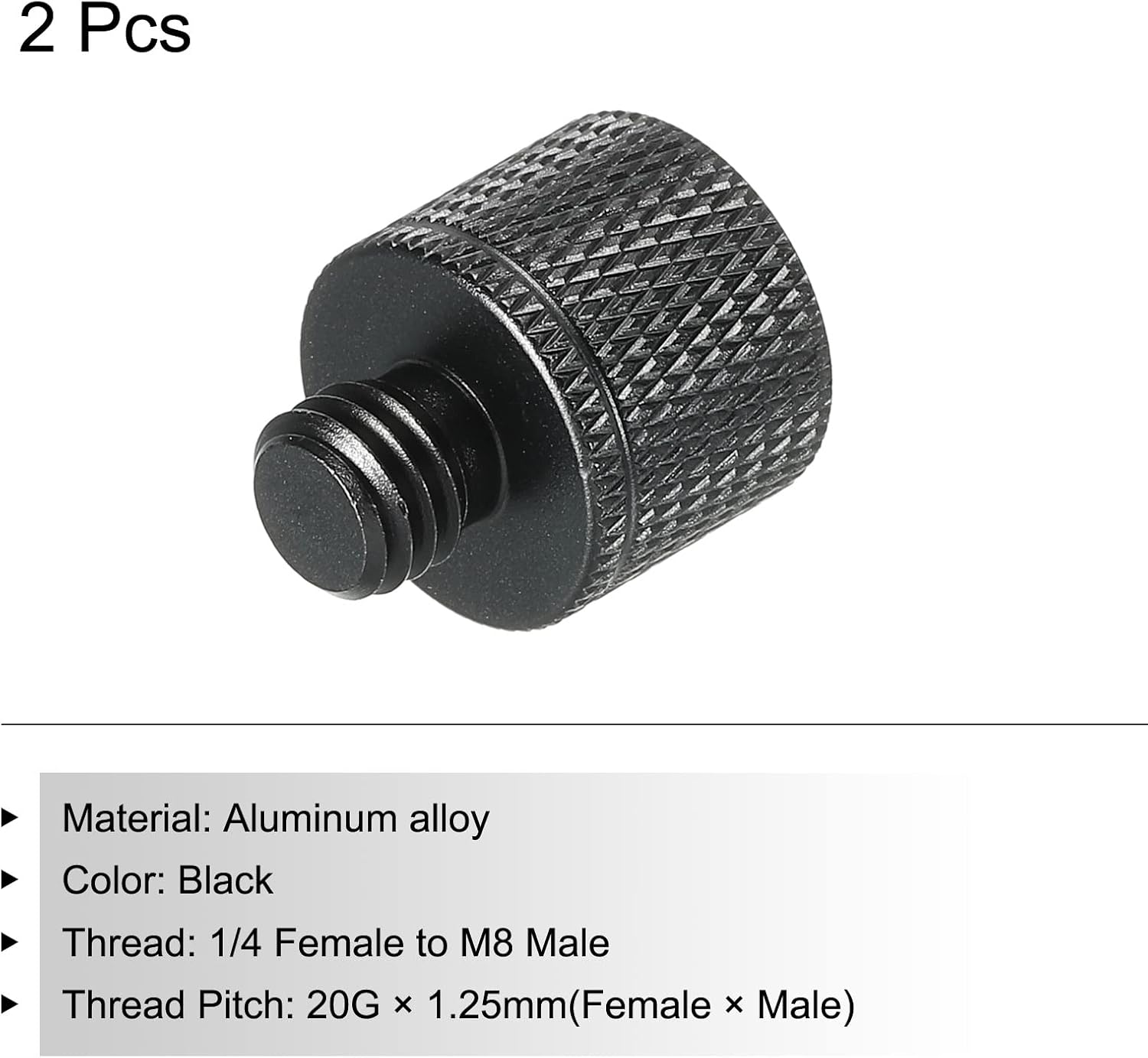 MECCANIXITY Mic Stand Adapter 1/4 Female x M8 Male Camera Screw Thread Adapter for Microphone Tripod Stand Black 2 Pack