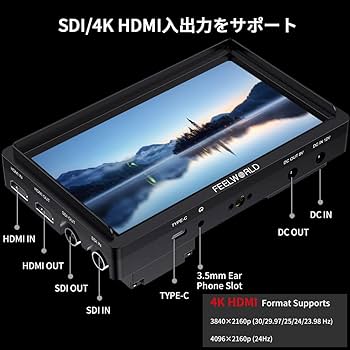 Amazon.co.jp: FEELWORLD FW568S 6インチ3D LUT波形カメラモニター
