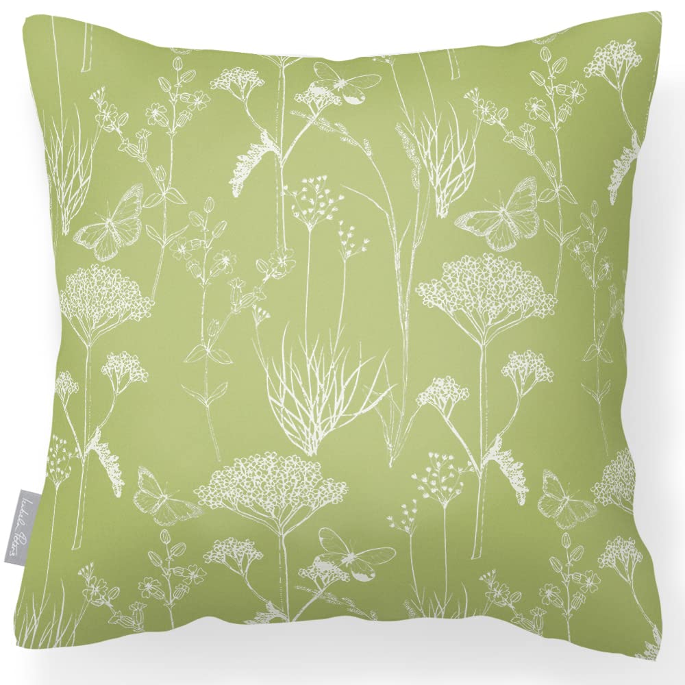 Izabela Peters Outdoor Cushions Waterproof, 43 cm, Filled Outdoor Cushion, Inby Field - Perpetual Green, Garden Furniture Cushions, Outdoor Seat Cushions, Garden Chair Cushions