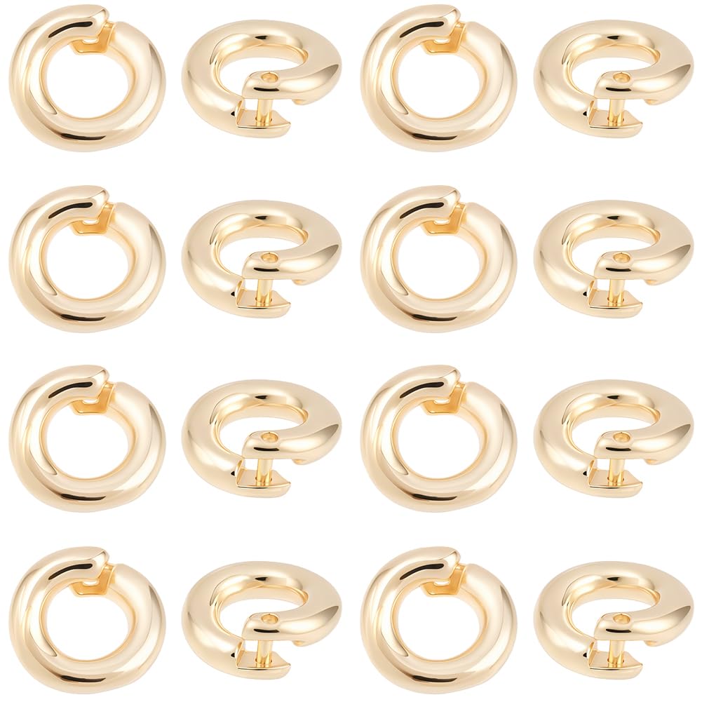 Beebeecraft 20Pcs Locking Jump Rings OD 5.5mm ID2.5mm 14K Gold Plated Brass Round Open Jump Ring Connector Links for Jewelry Making Findings Supplies Bracelet Necklace