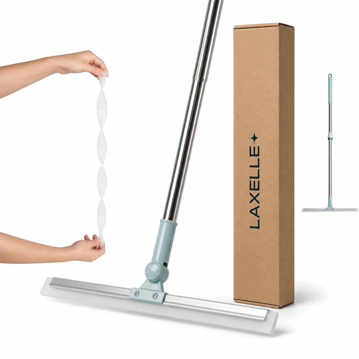 Floor Wiper Mop with Silicone Squeegee for Tile Marble Glass Walls Mirrors and Floors, Bathroom and Carpet Cleaning, Squeeze Sponge Wiper for Wet and Dry Use-image-36