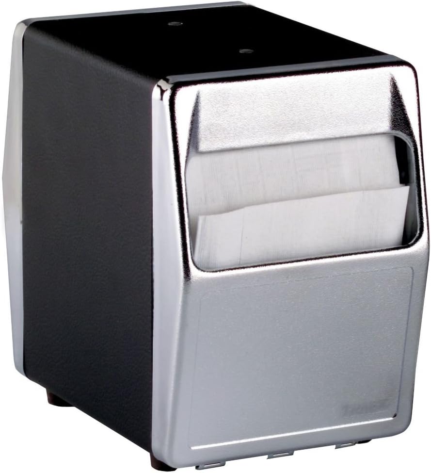Traex 6509-06 Blk/Chrome 2-Sided Tabletop Napkin Dispenser