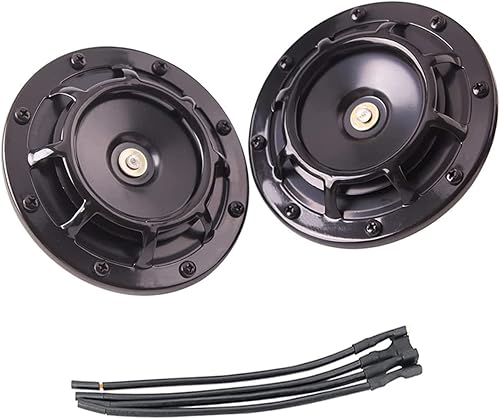 Bocina eléctrica para coche, kit de bocina doble de metal de tono altobajo de 12 V con parrilla protectora, 2 bocinas 003399801 Soporte eléctrico