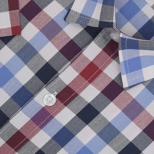 Image of GHPC 100% Cotton Checkered Half Sleeves Regular Fit Formal Shirt for Men