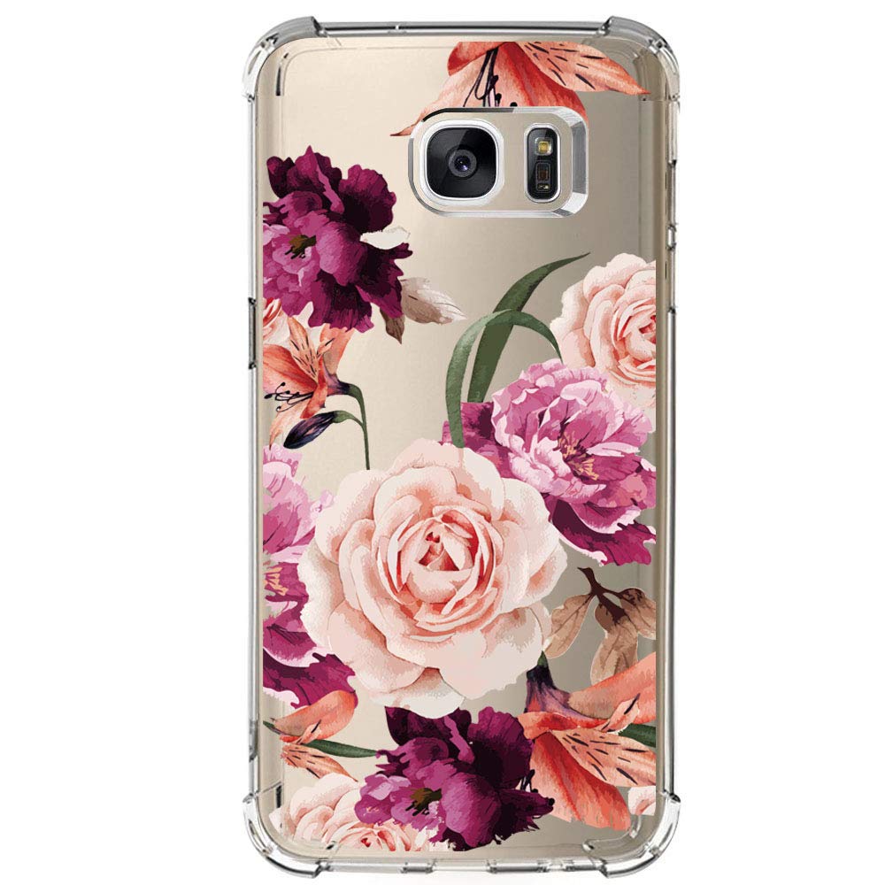 Samsung Galaxy S7 Case with flowers, IESSVI Girl Floral Pattern Clear TPU Soft Slim Phone case for Samsung Galaxy S7 (13)