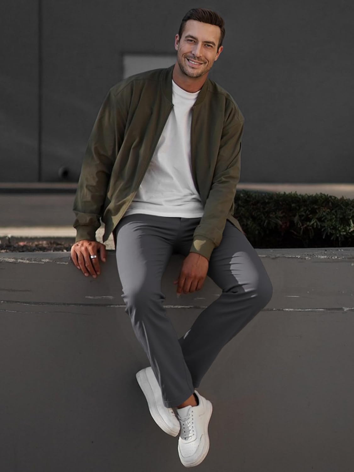 JMIERR Men's Chino Pants Casual Elastic Waist Tapered Golf Trousers - Image 6