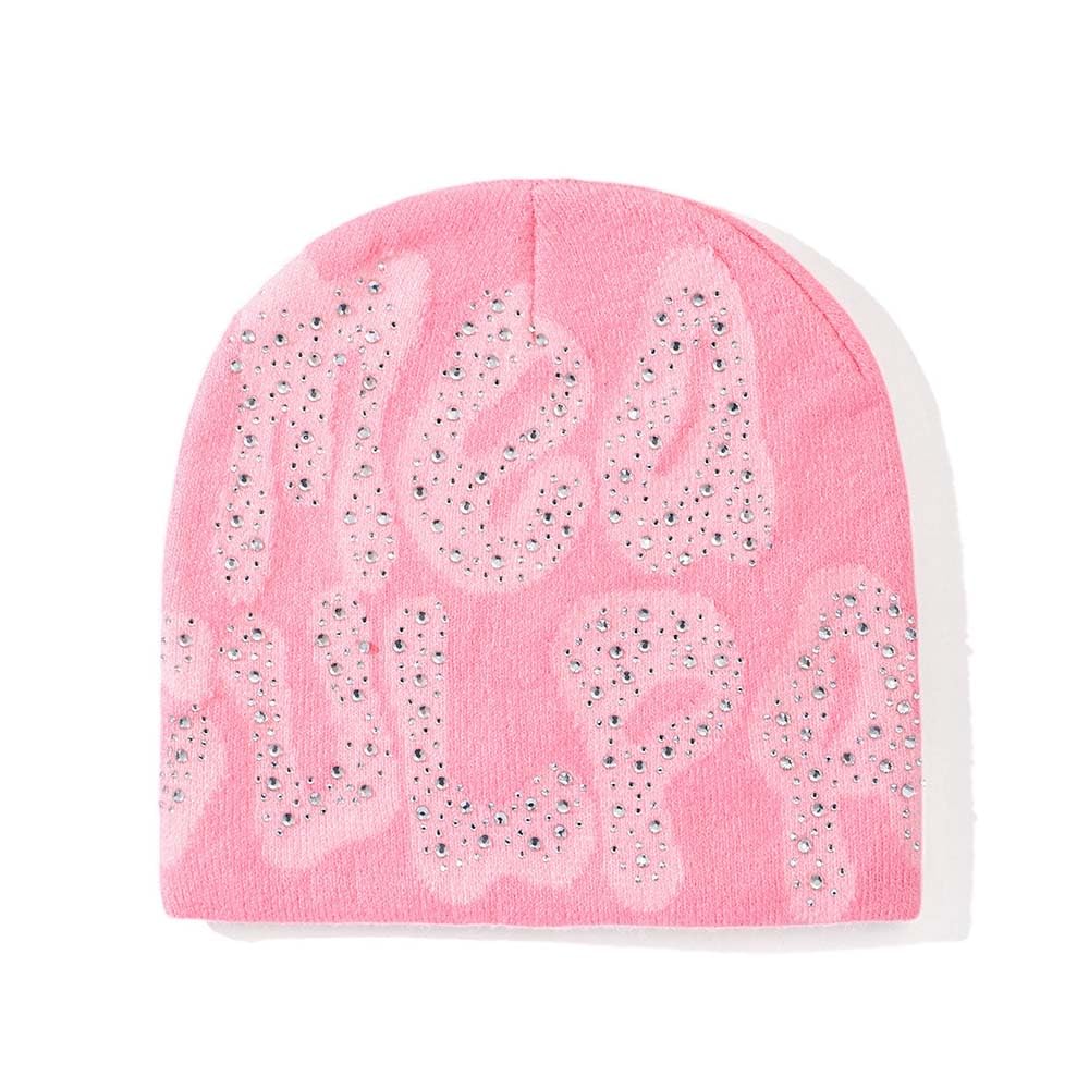 Gflpo Unisex Pink Mea Culpa Beanie Y2k Beanie Women Beanie Y2k Hat Graphic Beanie Winter Hat Knit Skull Cap Warm Knitted Cap Y2k Accessories ( With Rhinestone), With Rhinestone, One Size