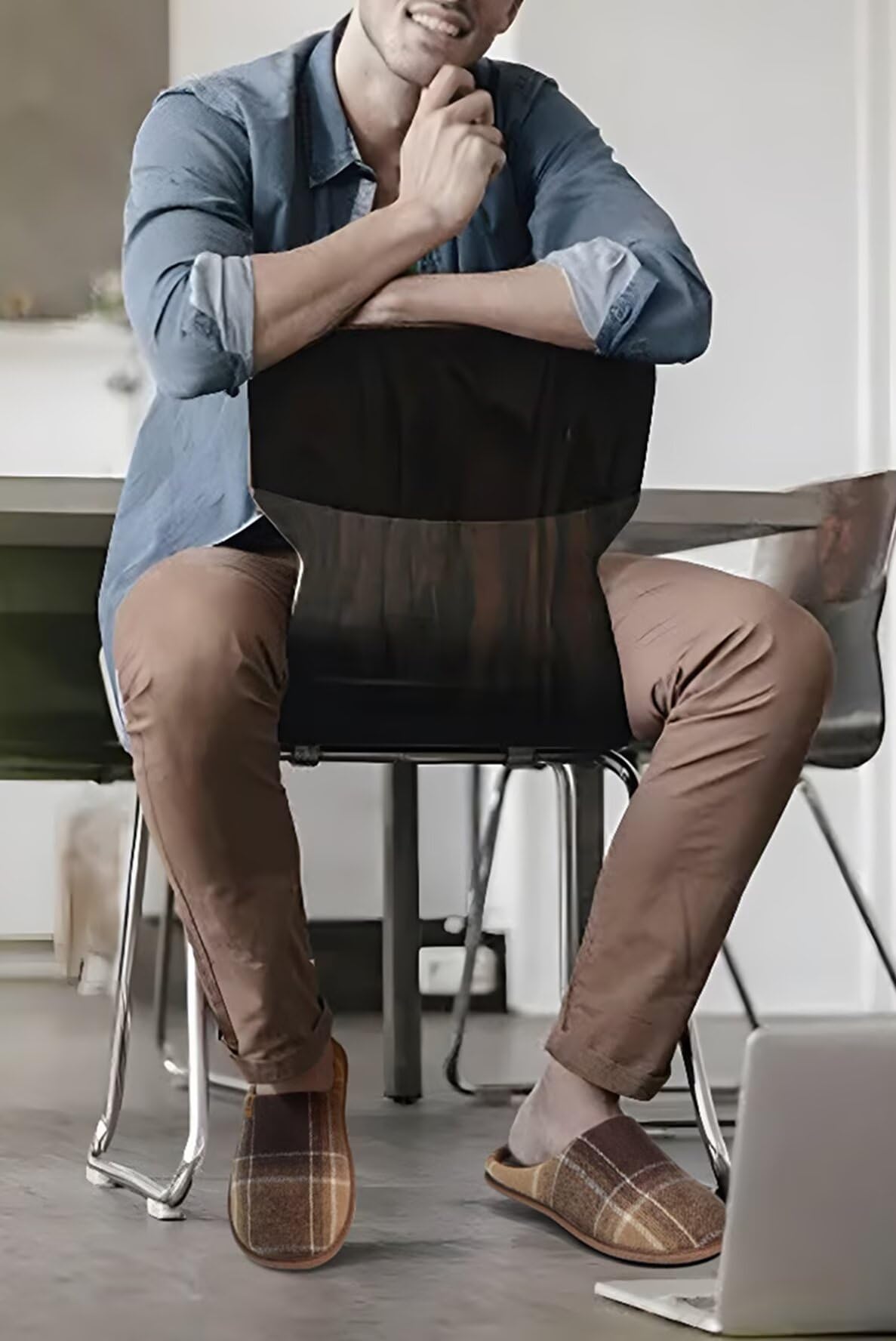 ONCAI Pantofole da Uomo Invernali, Comoda Memory Foam Calde Scarpe da Casa in Lana Con Suola Antiscivolo Taglia 40-49 EU