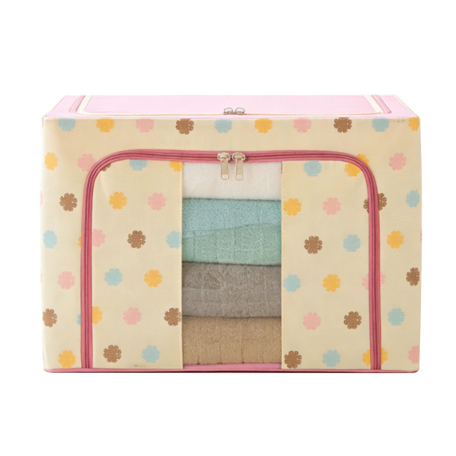 SIXRUN Contenitore Pieghevole per Vestiti, Armadio in Tessuto, Grande capacità, 50 X 40 X 33 Cm, con Finestra Trasparente, Apertura Frontale e Cerniera Superiore, per Armadio del Dormitorio della