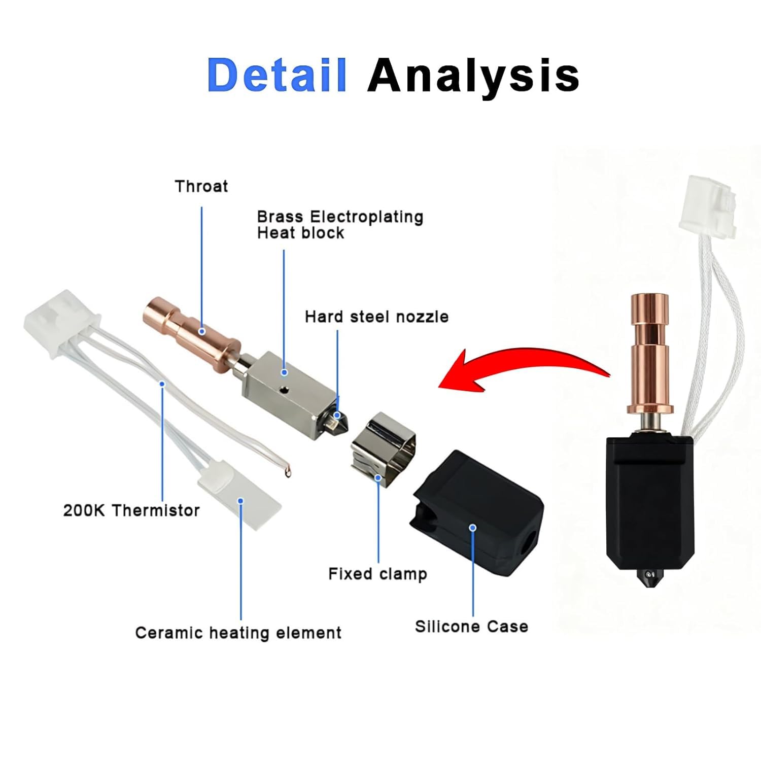 Ceramica Hotend per Kobra S1 Combo, 0,2mm 0,4mm 0,6mm Upgrade Hotend Kit, 3D Printer Heater Hotend Integrated Throat Kit, Testina di Pressione Extruder Kit per Anycubic Kobra S1/ACE Pro
