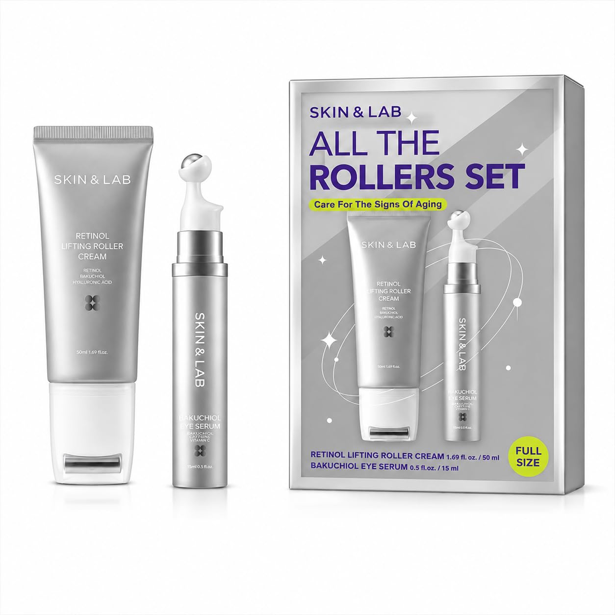 SKIN&LAB Anti-Aging Rollers Duo Set with Bakuchiol Eye Serum