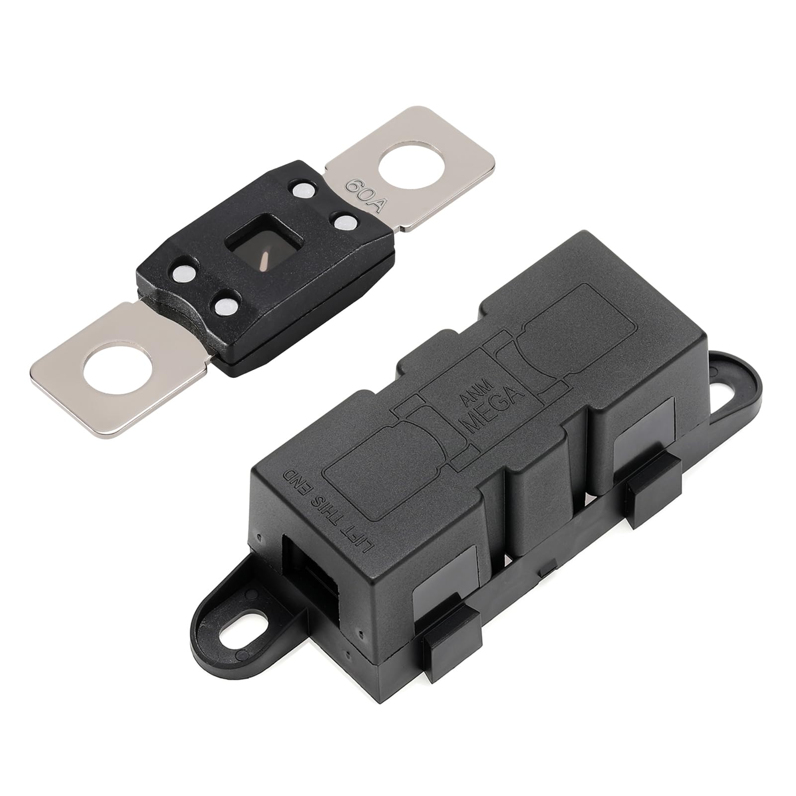 VEXUNGA Mega Fuse Holder 60 Amp ANM MEGA High Current Bolt-on Fuse AMG Car Fuses Holder for Car Caravan Truck Vehicles