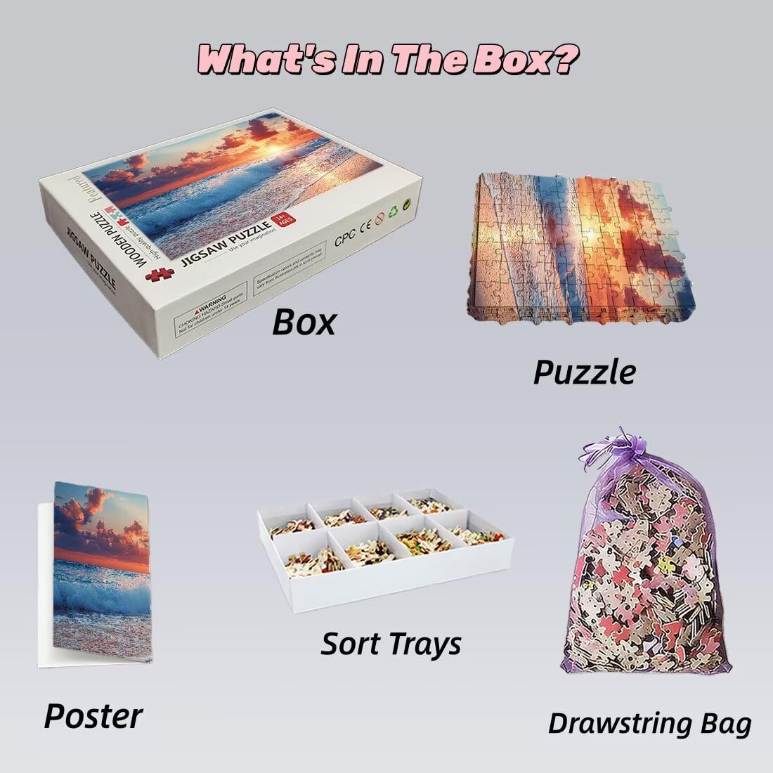 Puzzle 1500 elementów dorośli plaża, puzzle z falą elementów, niemożliwe puzzle z wykwintnym pudełkiem do pakowania, klasyczne drewniane puzzle gry edukacyjne na prezent dla kobiet, dekoracja domu
