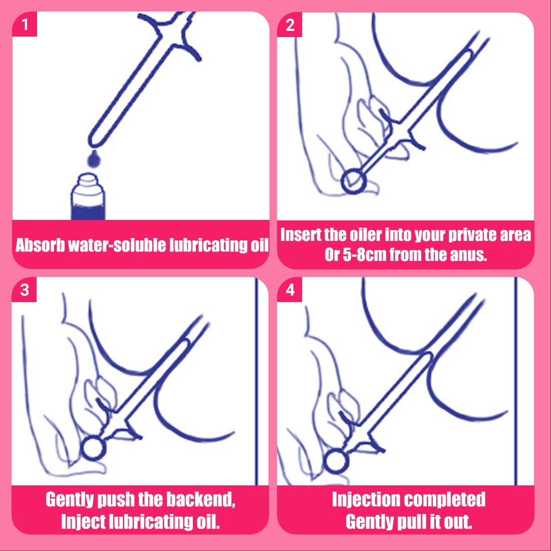 NHQZ Siringa Lubrificante Riutilizzabile,Applicatore Lubrificante,Lubrificante Portatile Applicatore,Vaginale Siringa Aiuti Strumenti,Con Anello Di Trazione E Presa Per Le Dita,Nero, 1 pezzo