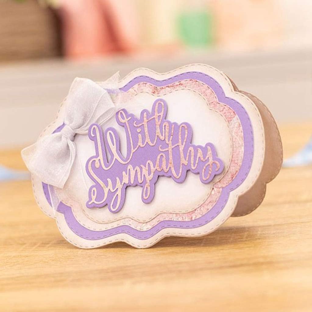 Briartw with Sympathy Cutting Dies,Words Phrases Shadow Sentiment Die-Cutter for Card Making,DIY Alphabet Letters Scrapbooking Paper Crafts Embossing Stencil Photo Album Crafts Tool Decoraion Cards