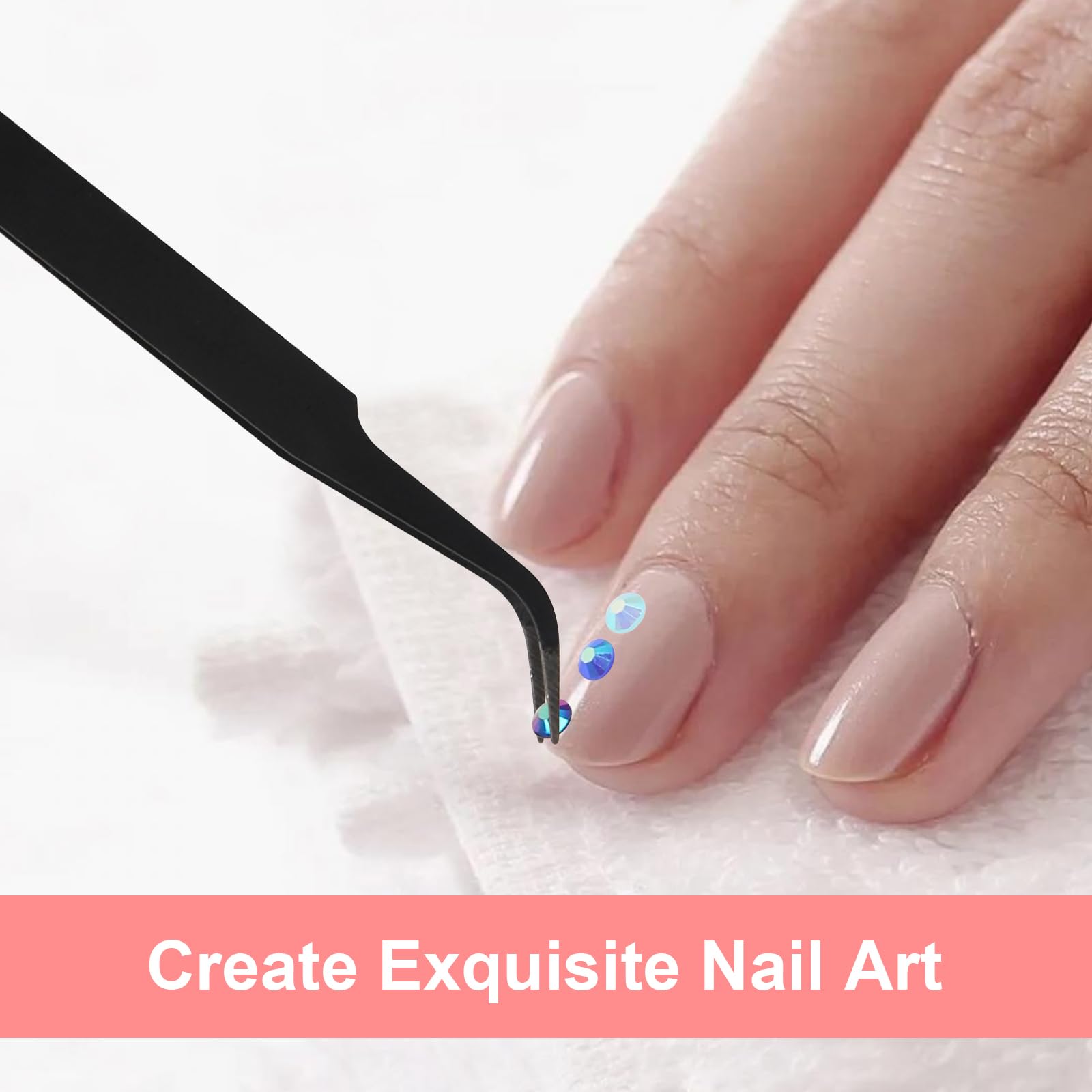 12000 sztuk kamieni strasu do paznokci 4 mm Nail Art kamienie stras, płaskie kamienie szlachetne, okrągłe błyszczące kamienie z pęsetą i punktami, kamienie do paznokci, do majsterkowania, rękodzieła