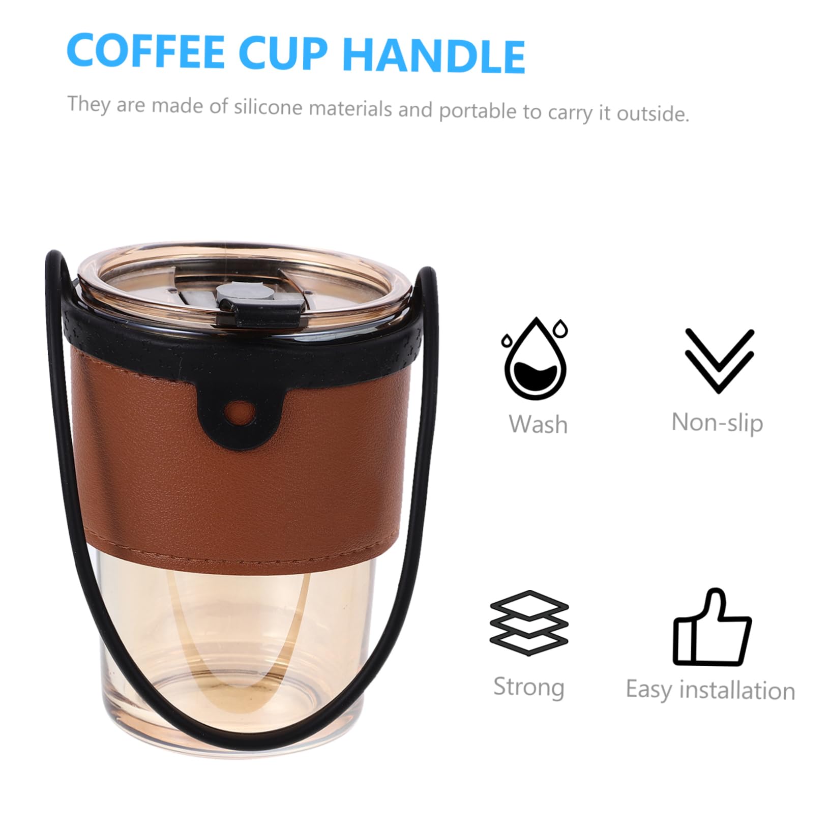 GOOHOCHY 2Pcs Portable Beverage Cup Holder Durable Cup Strap for Milk Tea Coffee Strong Elasticity Fits Various Convenient Drink Carrier for Go Use