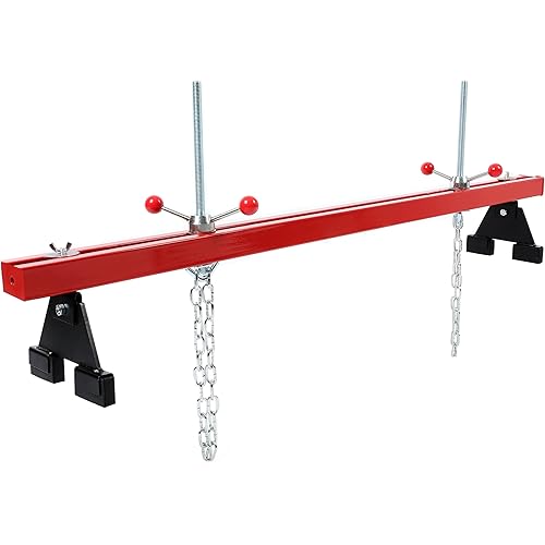 KUAFU Engine Support Bar 1100lbs Capacity Motor Transverse Bar with 2 Points Lift Holder Dual Hook Cross Hoist Engine Hoist for Home Garages & Auto Repair Shop