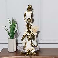 Escultura Família em Resina – Pais e Duas Filhas Meninas Decoração de Casa Presente de Dia das Mães