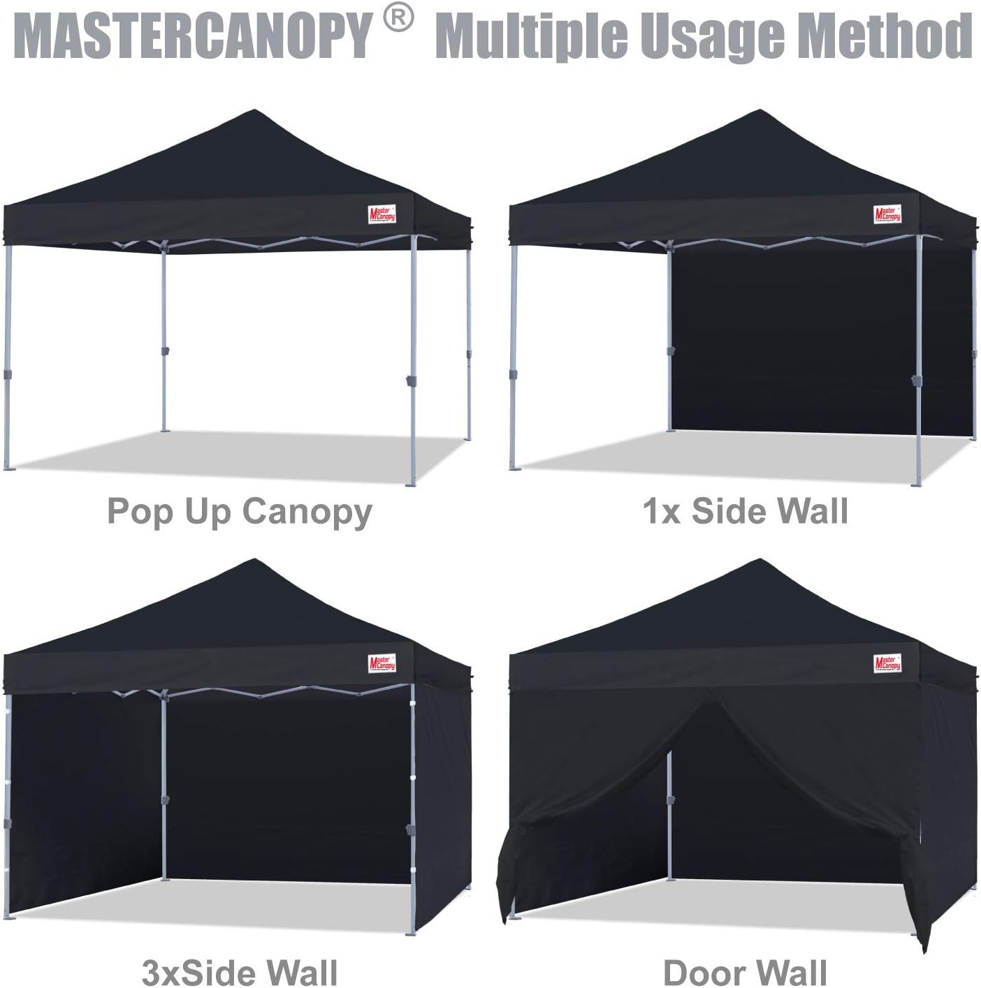 MASTERCANOPY Ez Pop-up Canopy Tent (8x8ft,Black) Lotus Patio Umbrella (9FT, Blue)