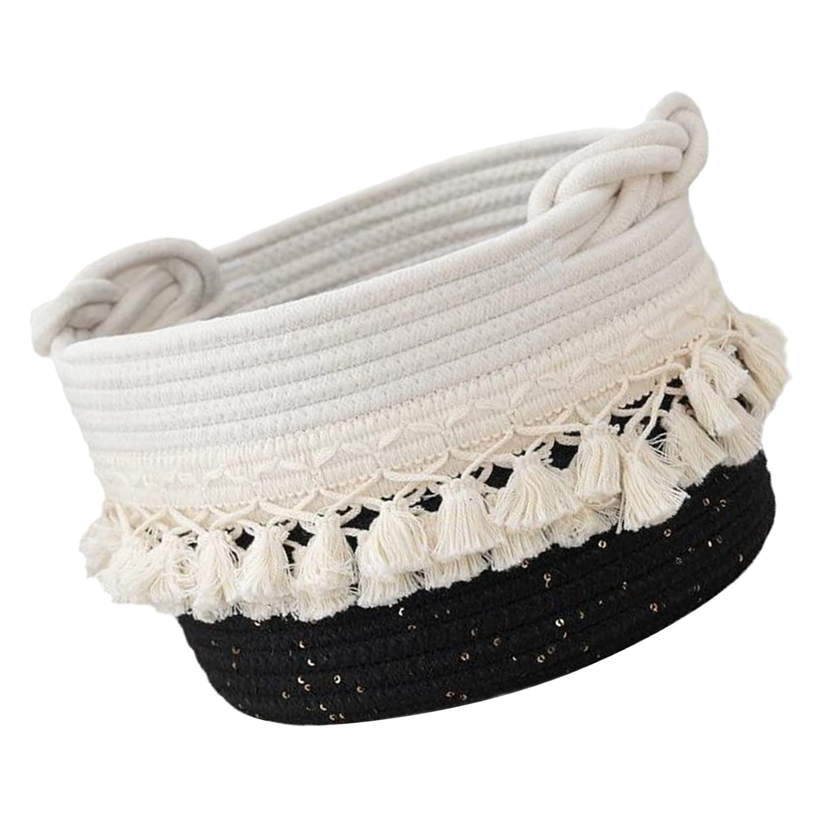 Mekalero A Effective Cotton Rope Storage Basket Sturdy Cotton Rope Storage Bin Featuring Tassels Ccent For Organization Tassels Basket