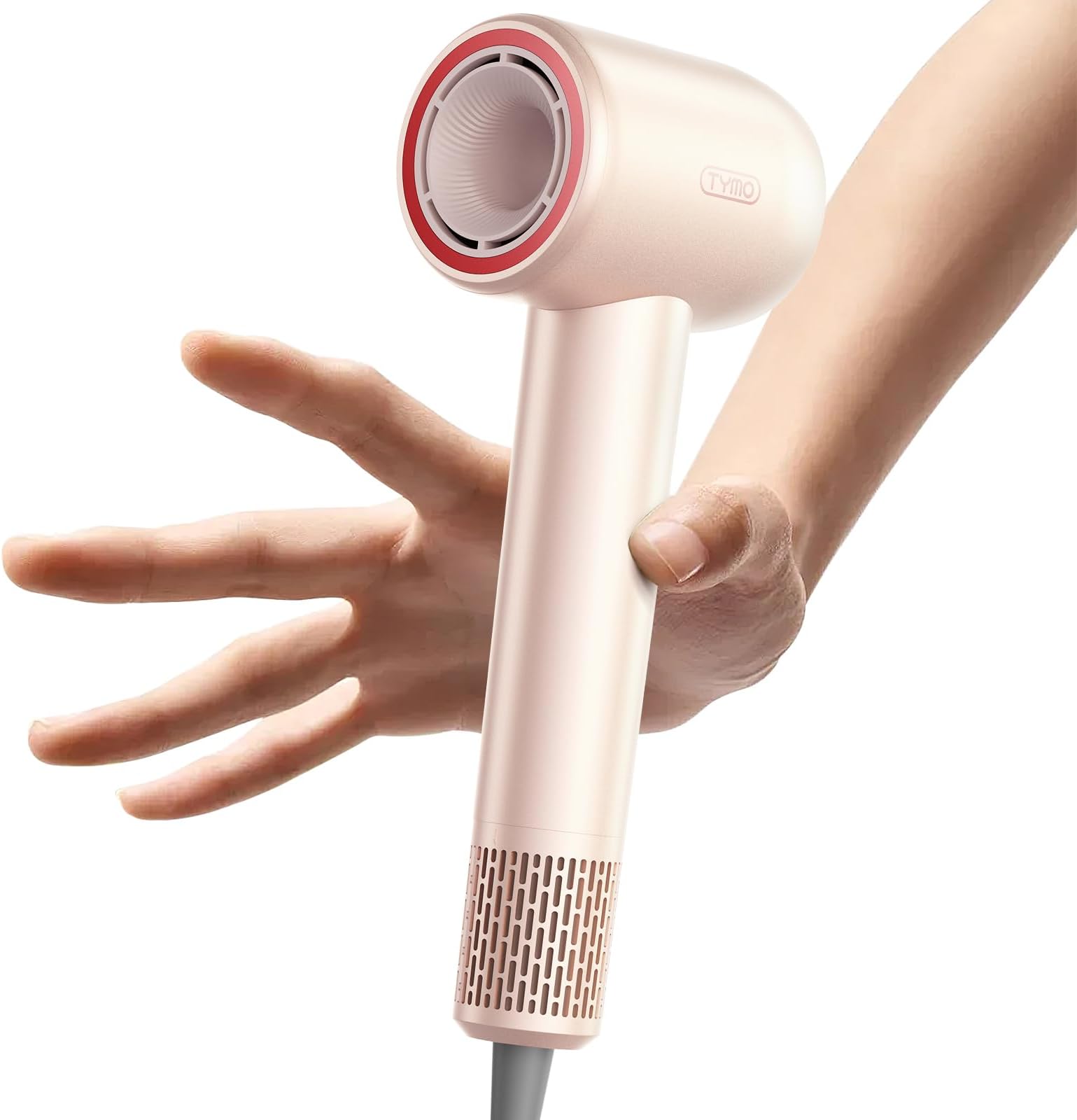 Ionic Hair Dryer for Women, High Speed Travel Blow Dryer for 5X Faster Drying & 0 Damage, Professional Portable Quiet Hairdryer with 400M Negative Ions, 4 Temps& 2 Speeds, 110,000 RPM, Gold Blush