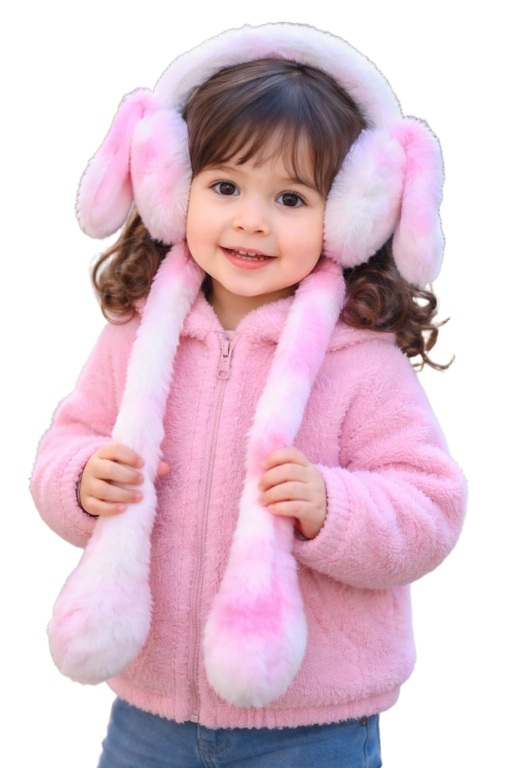 Winter Premium Outdoor Plush Ear Muffs with Long Bunny Ears, Pastel Multicolor Faux Fur Ear Warmer for Kids and Adults