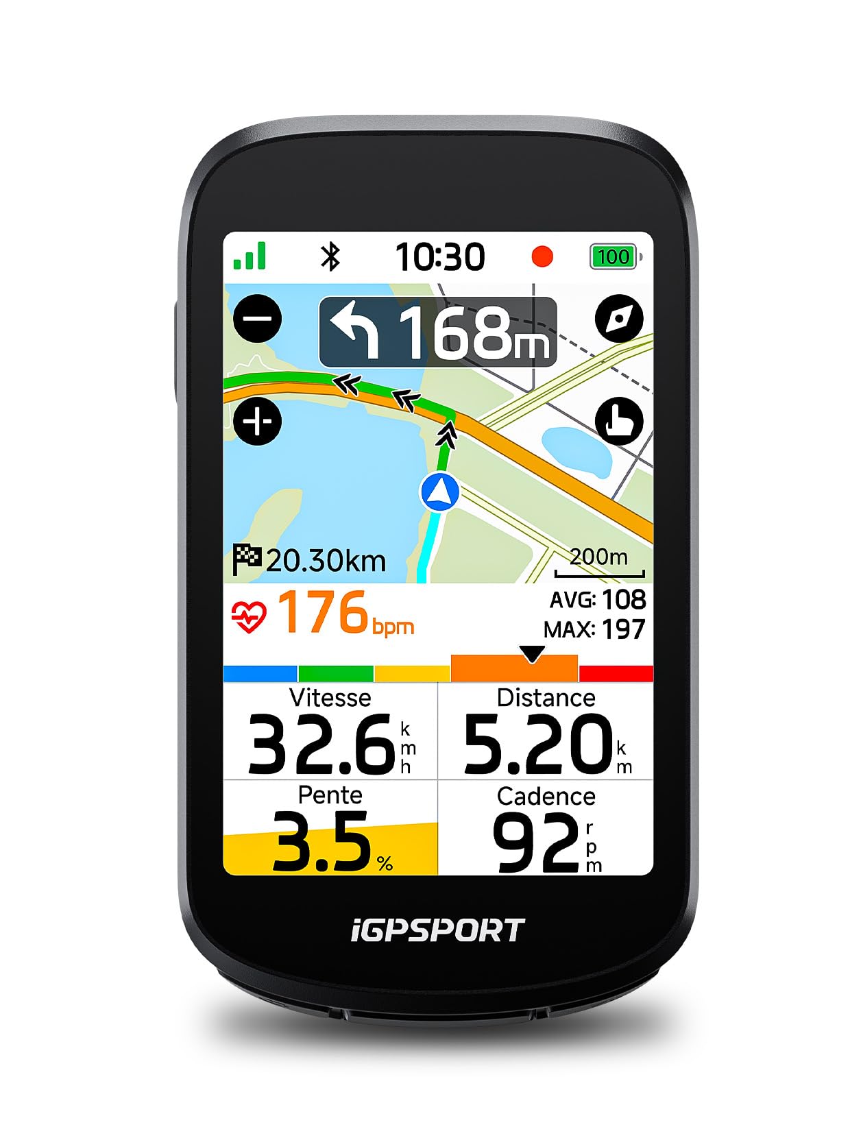 iGPSPORT BSC500 Compteur Velo sans Fil, 3,3" Grand Écran Tactile Navigation Vocale Sonnette Électronique Mode, d’Entraînement en Montée, 32 Go Compteur Velo GPS