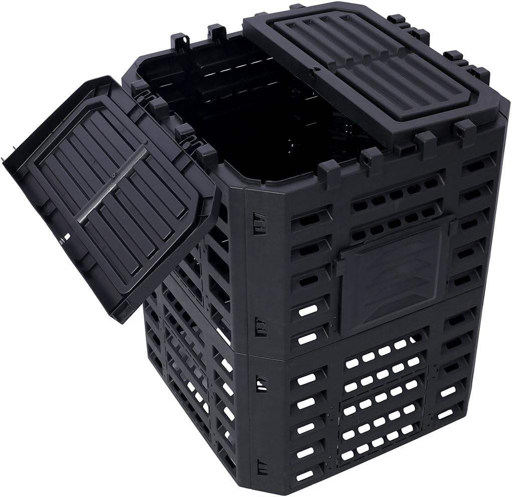 Garden Composter Bin,132 Gallon Large Outdoor Compost Bin, Composter Fast Create Fertile Soil Aerating Box with Snap-on Top Lid and Aeration System, for Garden, Kitchen, and Yard Waste, Black,13