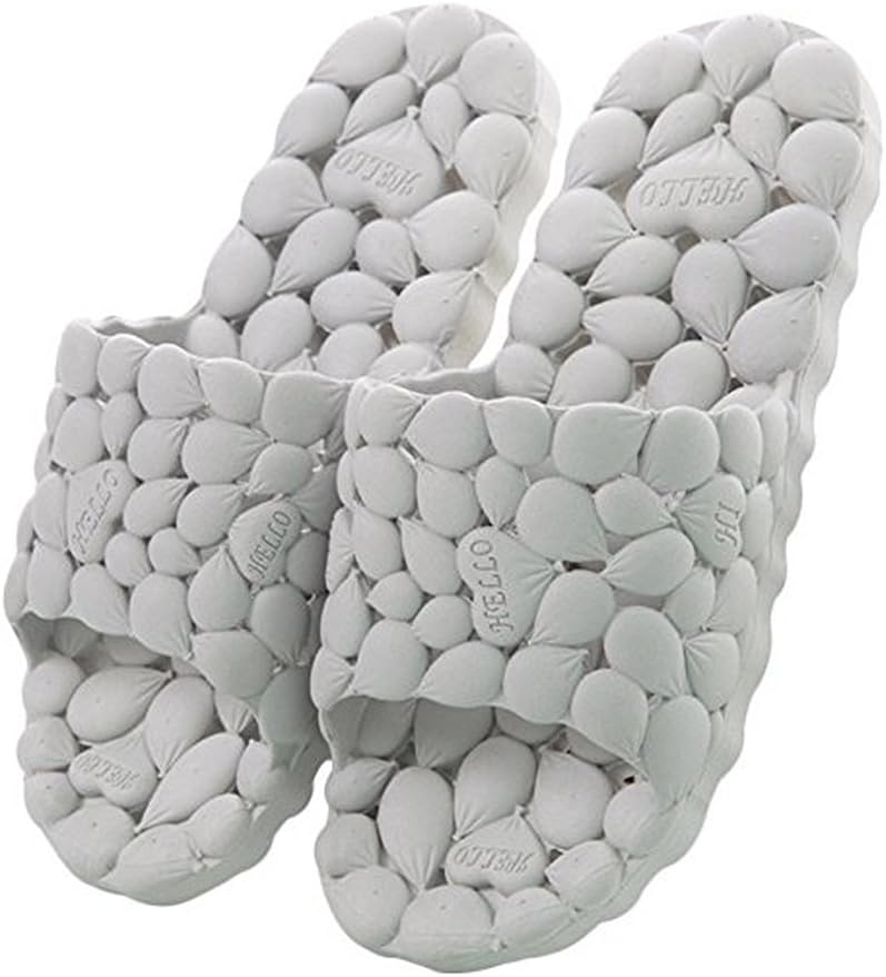 Cyiecw Womens Mens Non-Slip Shower Sandals Spa Massage Foam Household Bathroom Beach Slippers (L = US 10.5-11, Grey)