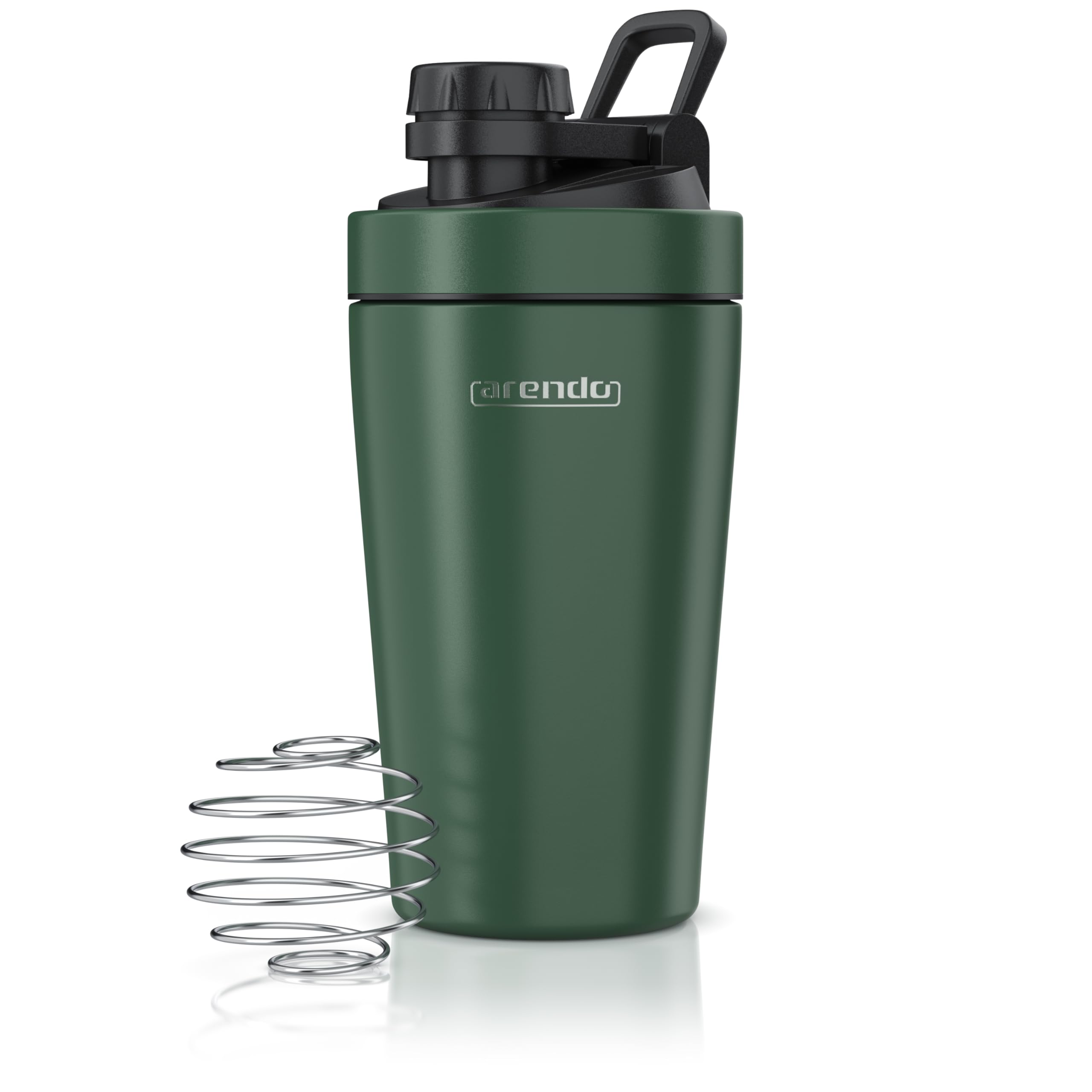 Arendo - Edelstahl Trinkflasche mit Mix kugel, 500ml, Edelstahl Mix Ball, Spülmaschinen geeignet, Edelstahl Eiweiß Shaker Protein Shaker, Proteinshaker für Freizeit Sport Fitness