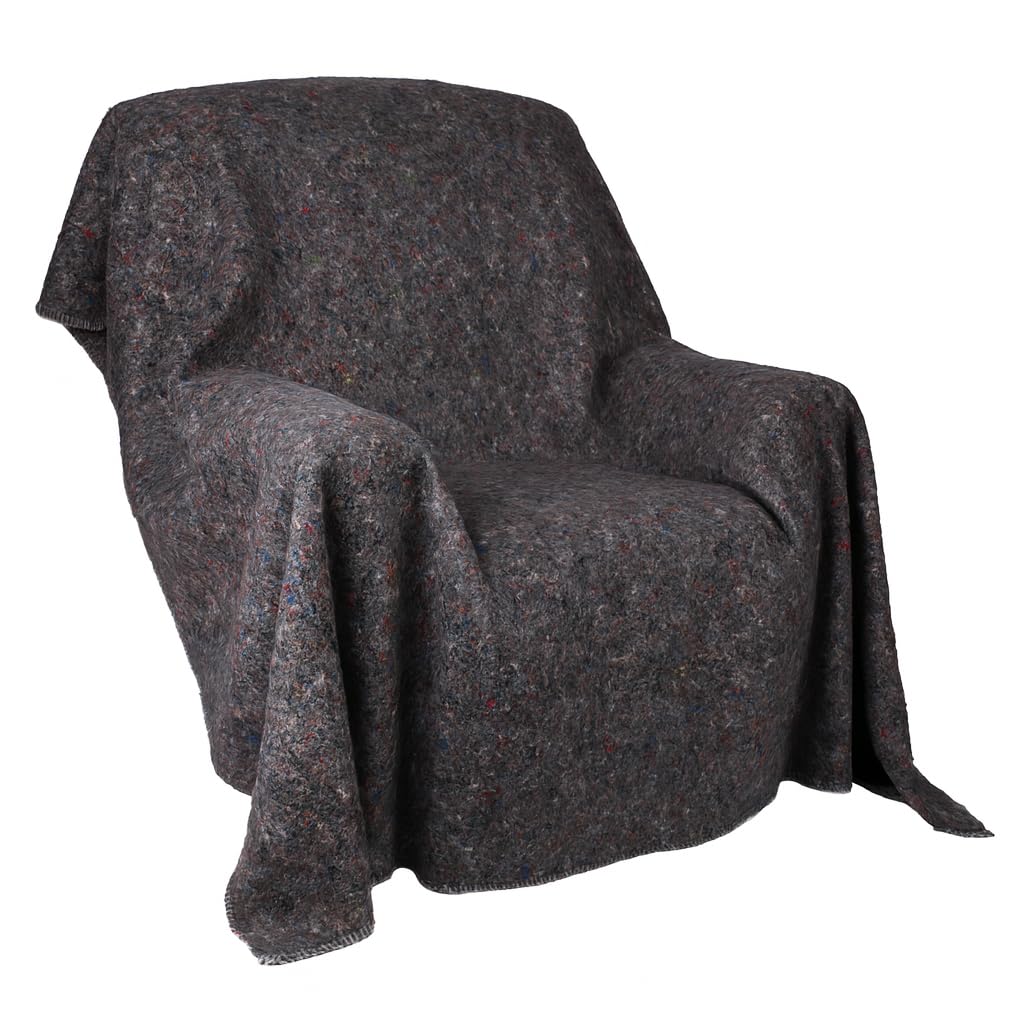 DULA Umzugsdecke 150 cm breit x 200 cm lang, Lagerdecken grau, Umzug, Decke für Umzug, 5 Stück