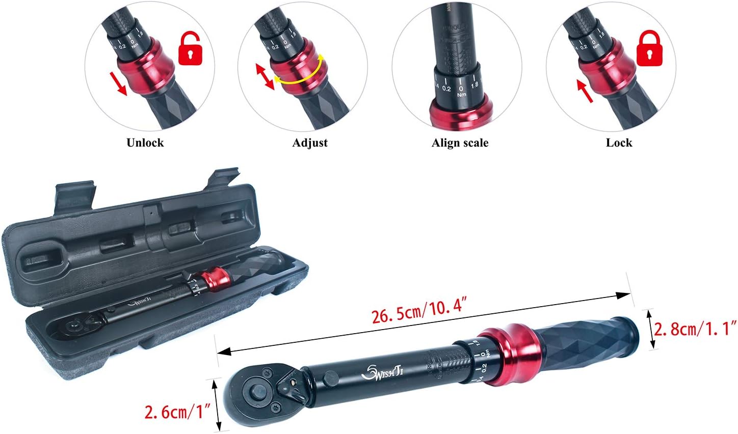 1/4" Drive Click Torque Wrench Set (1-25 NM) - Pro Bike Maintenance Tool