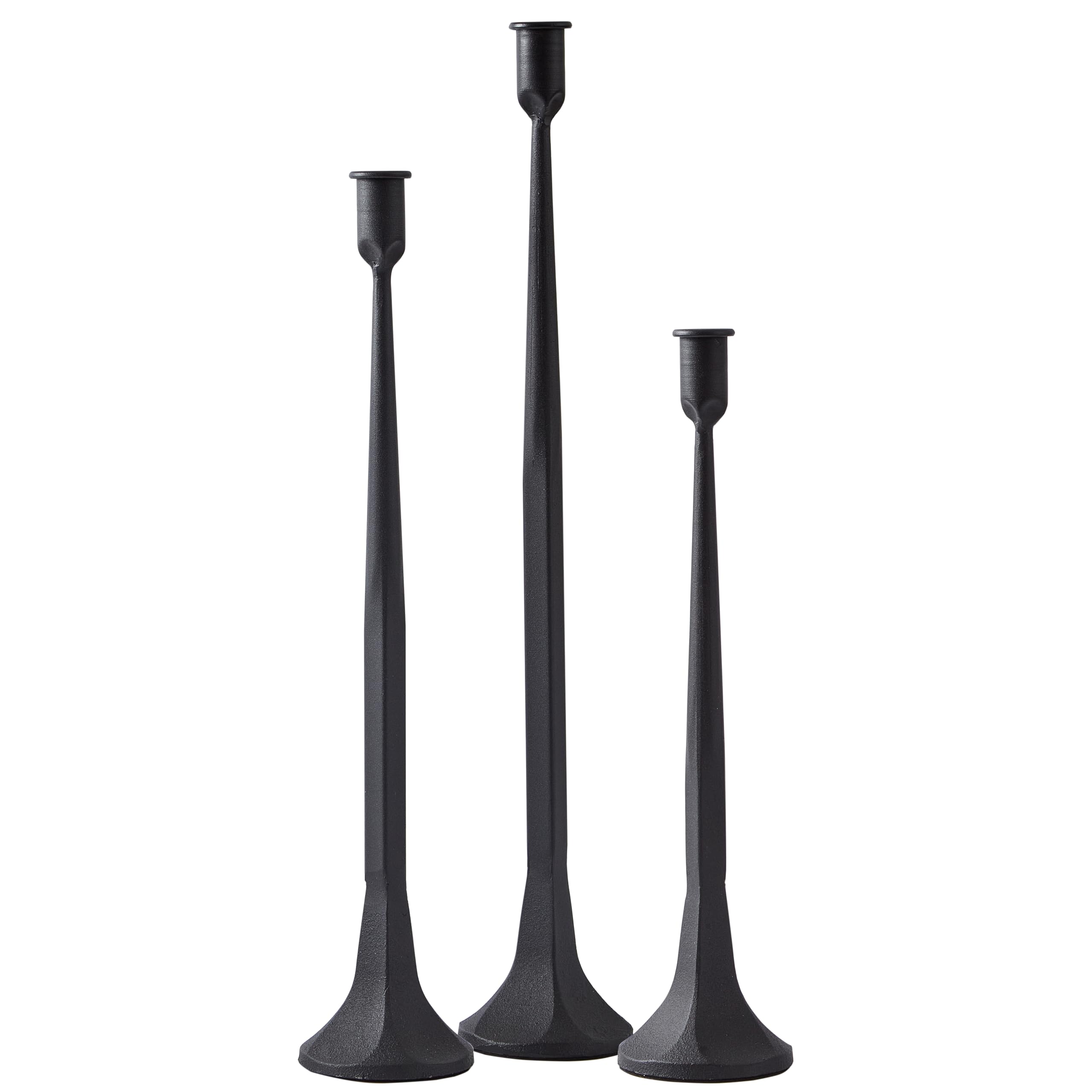 Denique Iron Taper Candle Holder Set of 3, Black Candlestick Holders 19.3”17” 14” Heightening Decorative Candle Stand Set for Wedding, Dining Table, Home Decoration (Black)