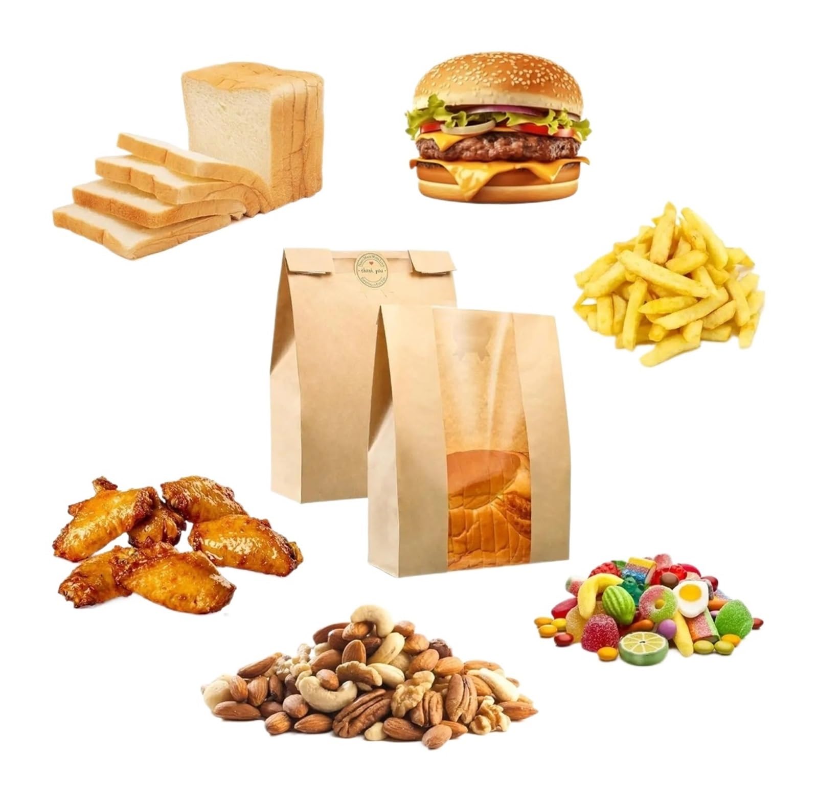 100Pcs Bread Bags With Window, Thicker Kraft Paper For Homemade Sourdough & Snacks Storage for Bread