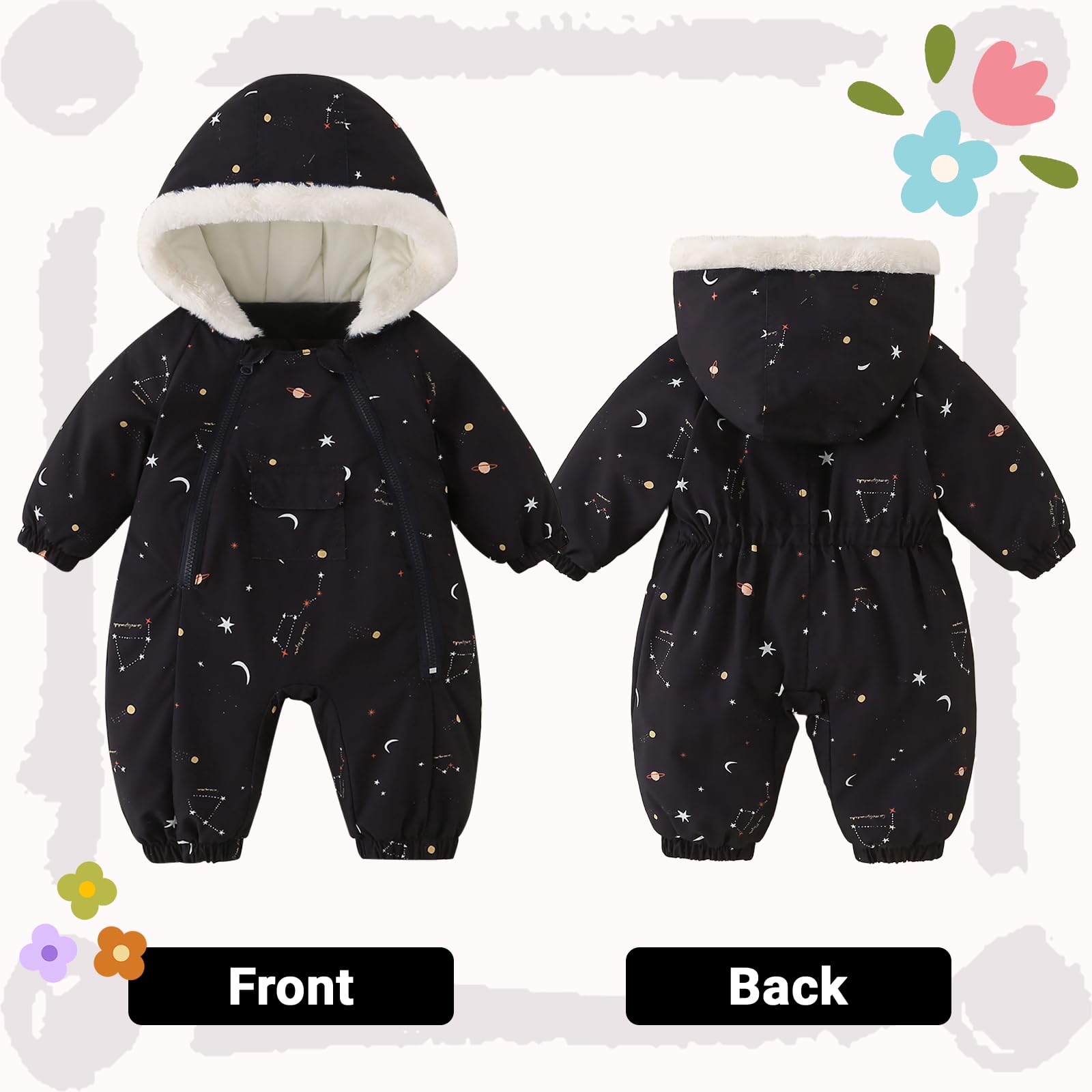 JiAmy Combinaison de neige pour bébé garçon et fille 0-24 mois - Combinaison d'hiver pour nouveau-né