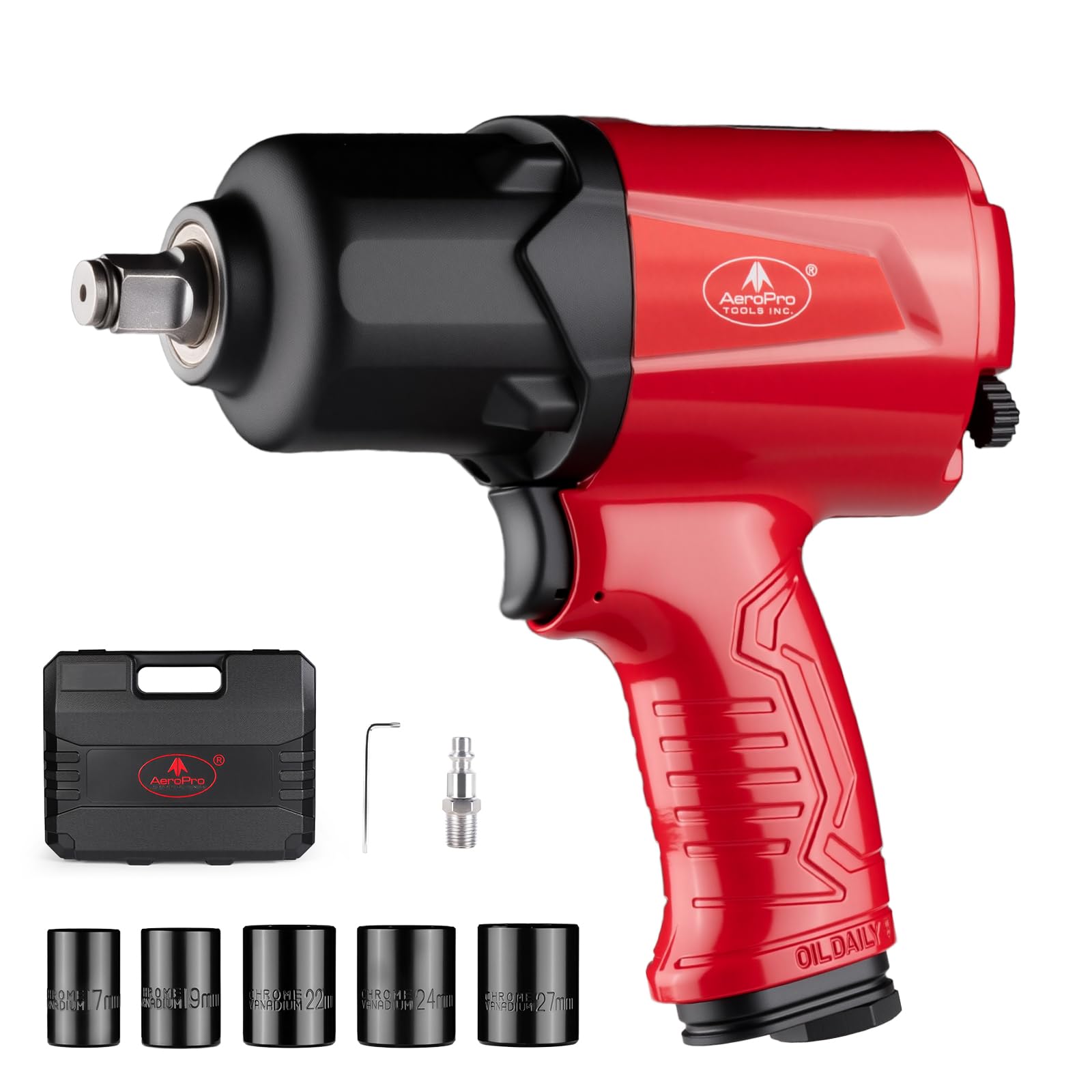 AEROPRO TOOLS 1/2-Inch Aluminum Air Impact Wrench Set,Max Torque 1380ft-lbs