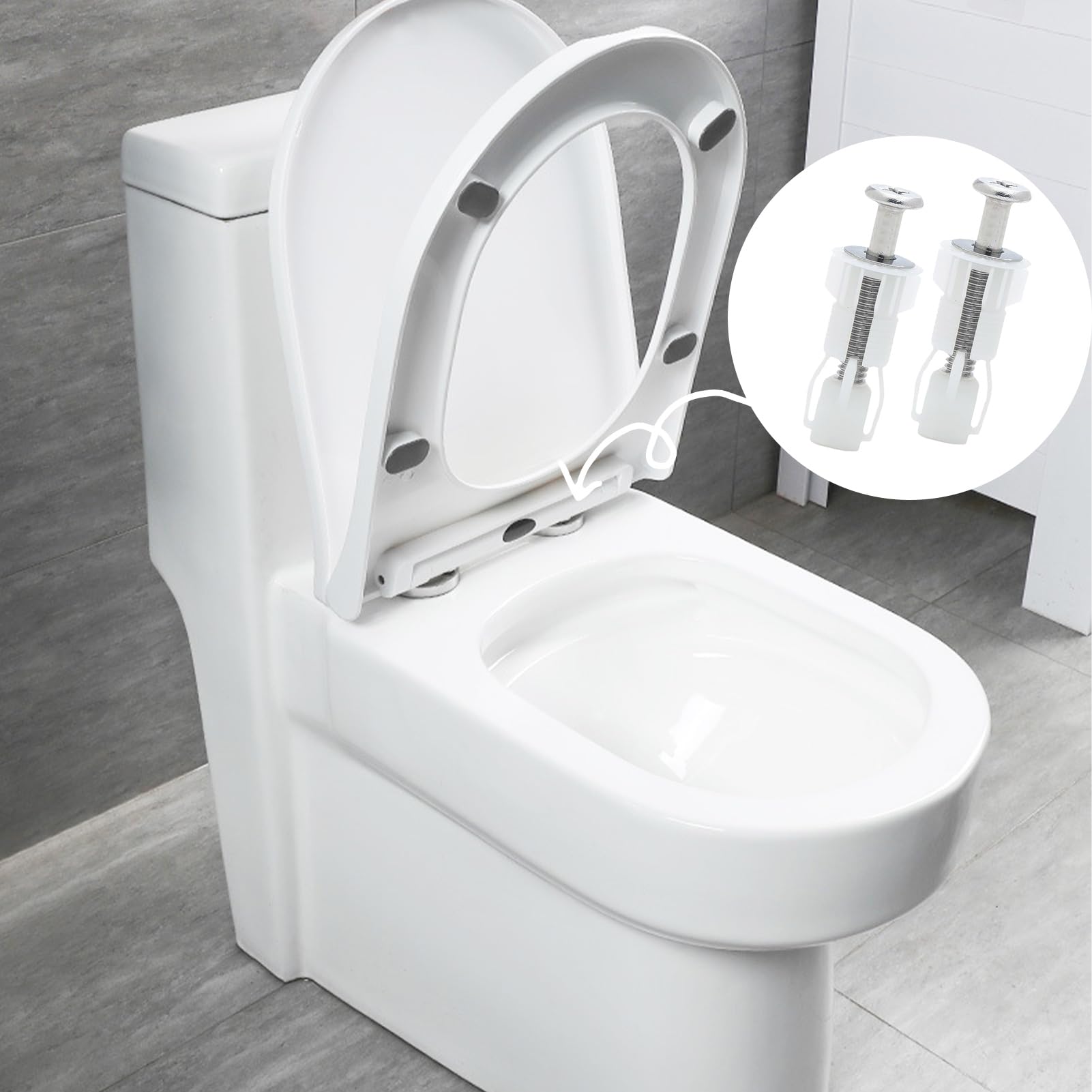 2 Piezas Tornillos Tapa WC,Fijación Bisagra Asiento Tornillos Inodoro,Universal,Material de Nailon,para Tapa de Inodoro (Estilo 2)