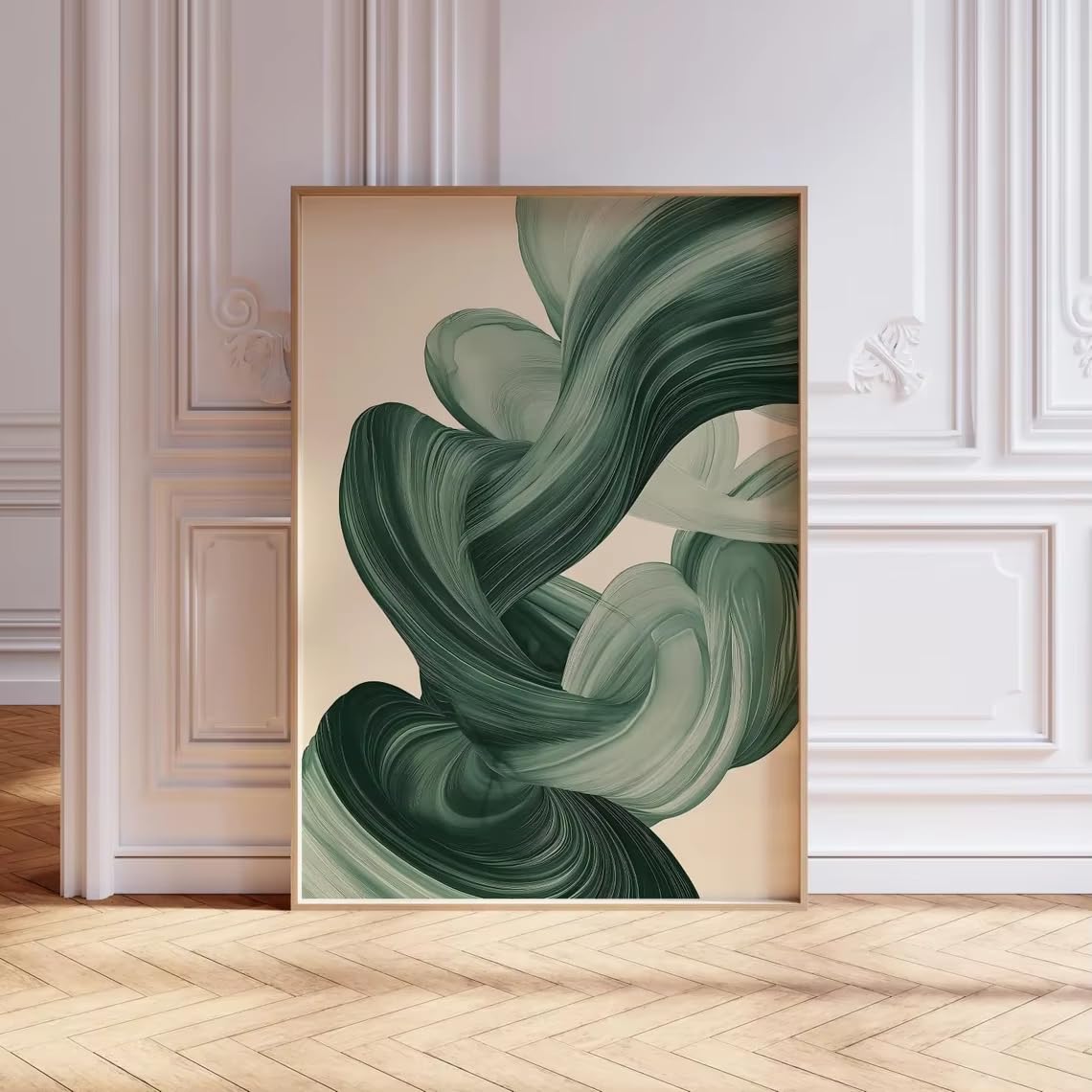 Awtrhfc No Frame Green Mid Century Modern Wall Art, Modern Abstract Art, Sage Green Poster For Living Room Home Decor(70X90cm(26X35in)/No Frame)