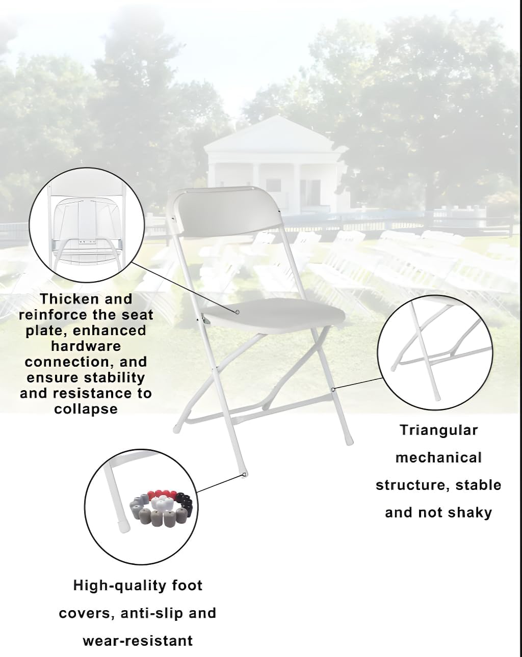 JB Tools 5-Piece Folding Table and Chair Set – Includes 34"x34" Half-Fold Card Table & 4 Plastic Folding Chairs – Compact Portable Dining Set for Events, Home, Indoor & Outdoor Use (Black)