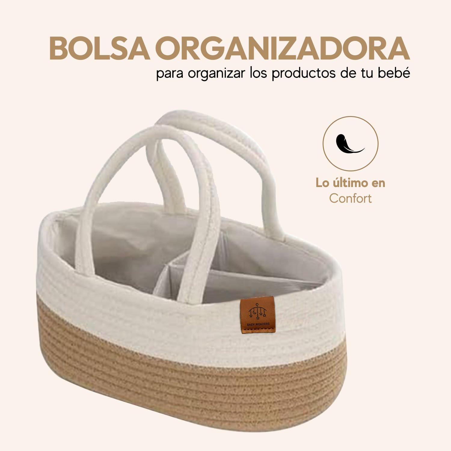 Baby Wonders® Cesta Cambiador Bebé – Cambiador para Bebé con Colchón Acolchado e Impermeable, Canasta con Cesta Organizadora para Pañales y Bolsa de Transporte