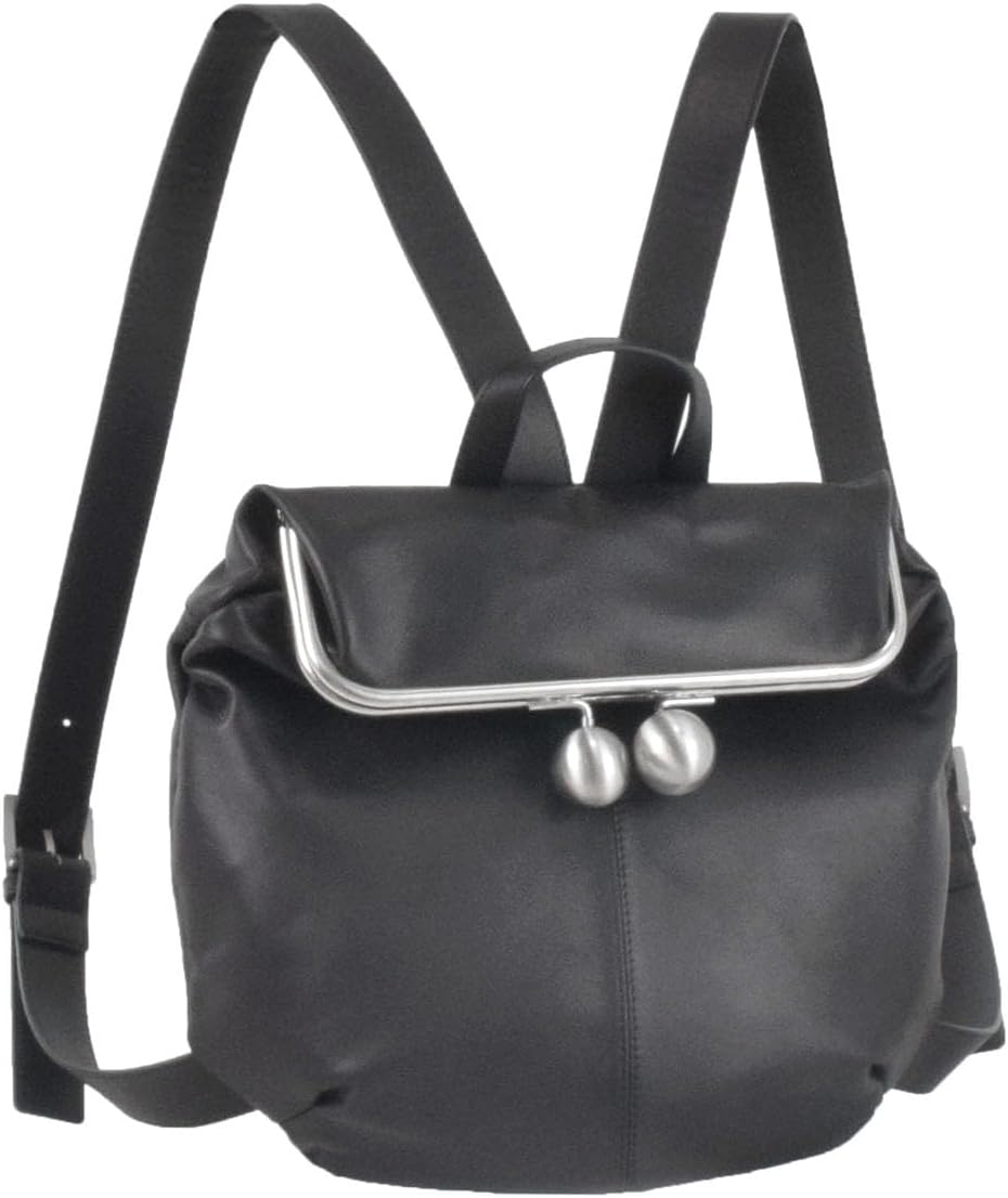 kawakawa 黒 レザー リュック がま口 kawakawa 黒 レザー リュック