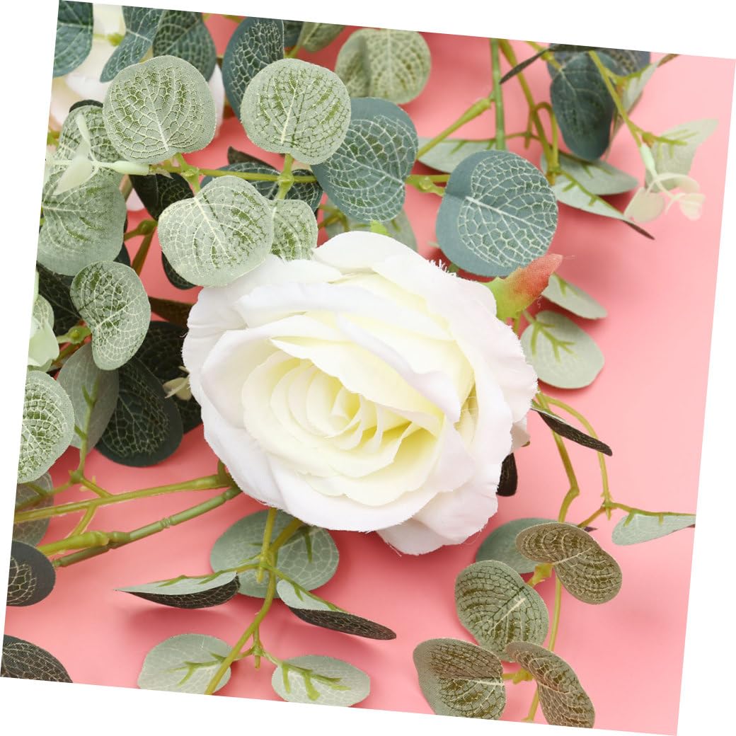 Cabilock 3stücke Künstliche Eukalyptus Und Rosen-Girlande Aus Rattan Lange Wanddekoration Für Hochzeiten Partys Und Wohnräume Umweltfreundliches Material Einfach Zu Reinigen