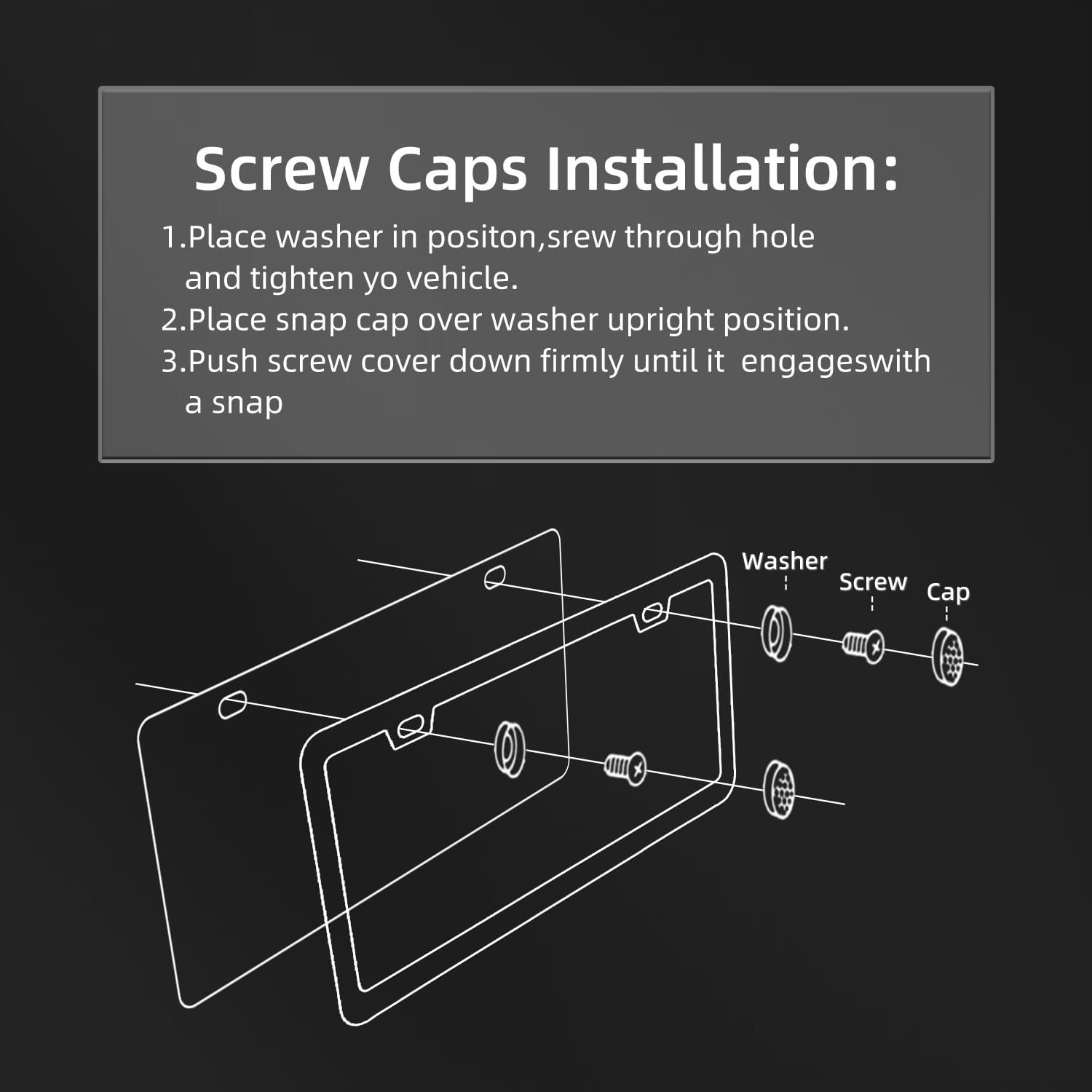 Bling License Plate Frames - 2 Pack Glitter Crystal Diamond Plate Covers For Women (Black)