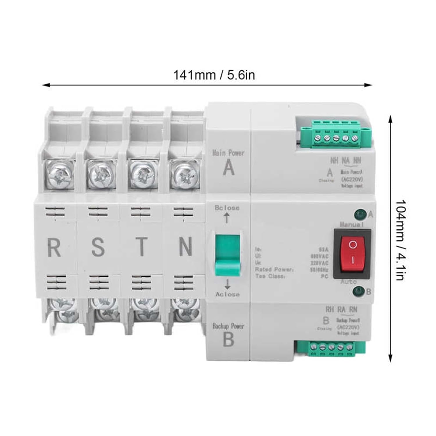 Dimensions of CIZVVEOC CHLT-63/4P Automatic Transfer Switch